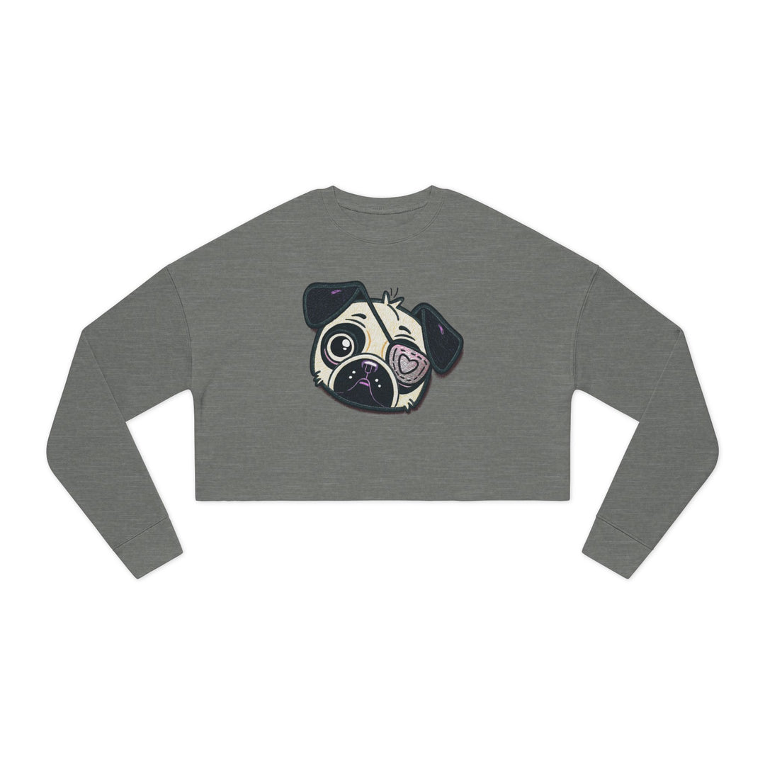 One Eyed Pug Love Patch Cropped Pullover Sweatshirt