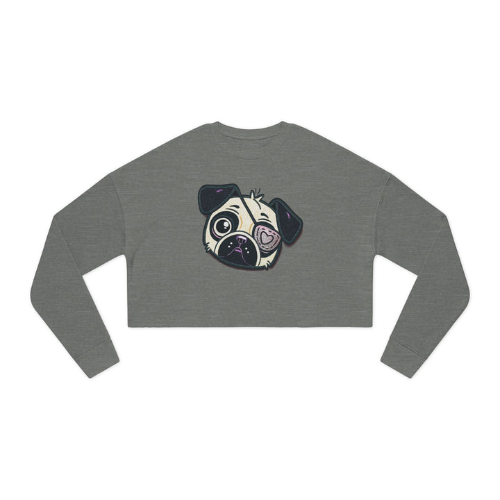 One Eyed Pug Love Patch Cropped Pullover Sweatshirt