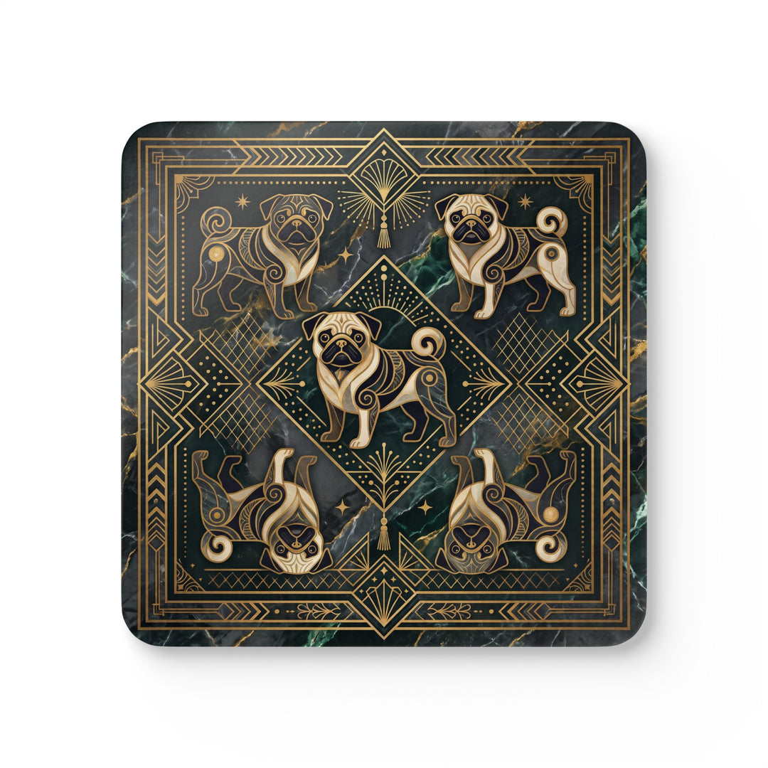 Art Deco Pug Corkwood Coaster