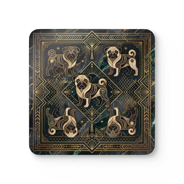 Art Deco Pug Corkwood Coaster