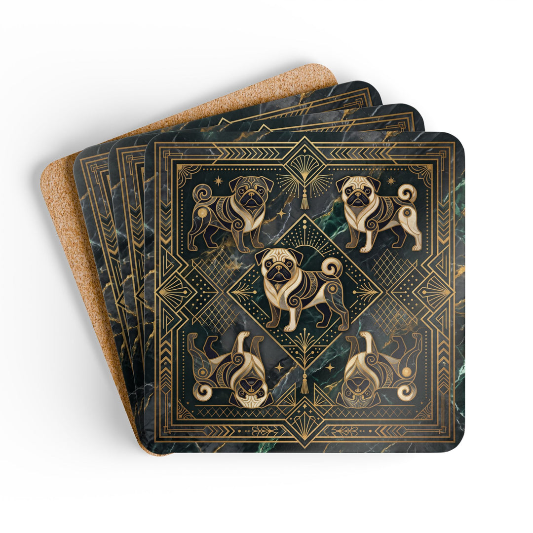 Art Deco Pug Corkwood Coaster
