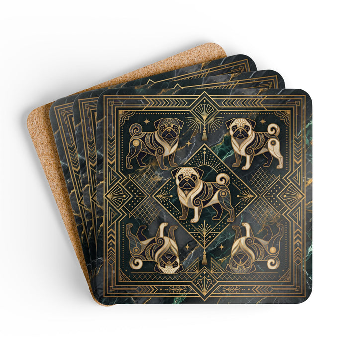 Art Deco Pug Corkwood Coaster