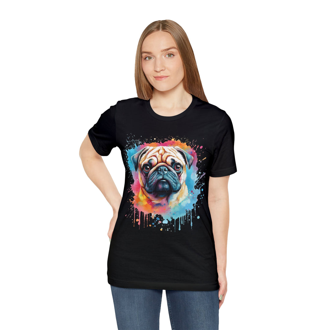 Pug Rainbow Splash Cotton Tee Shirt in Multiple Colors