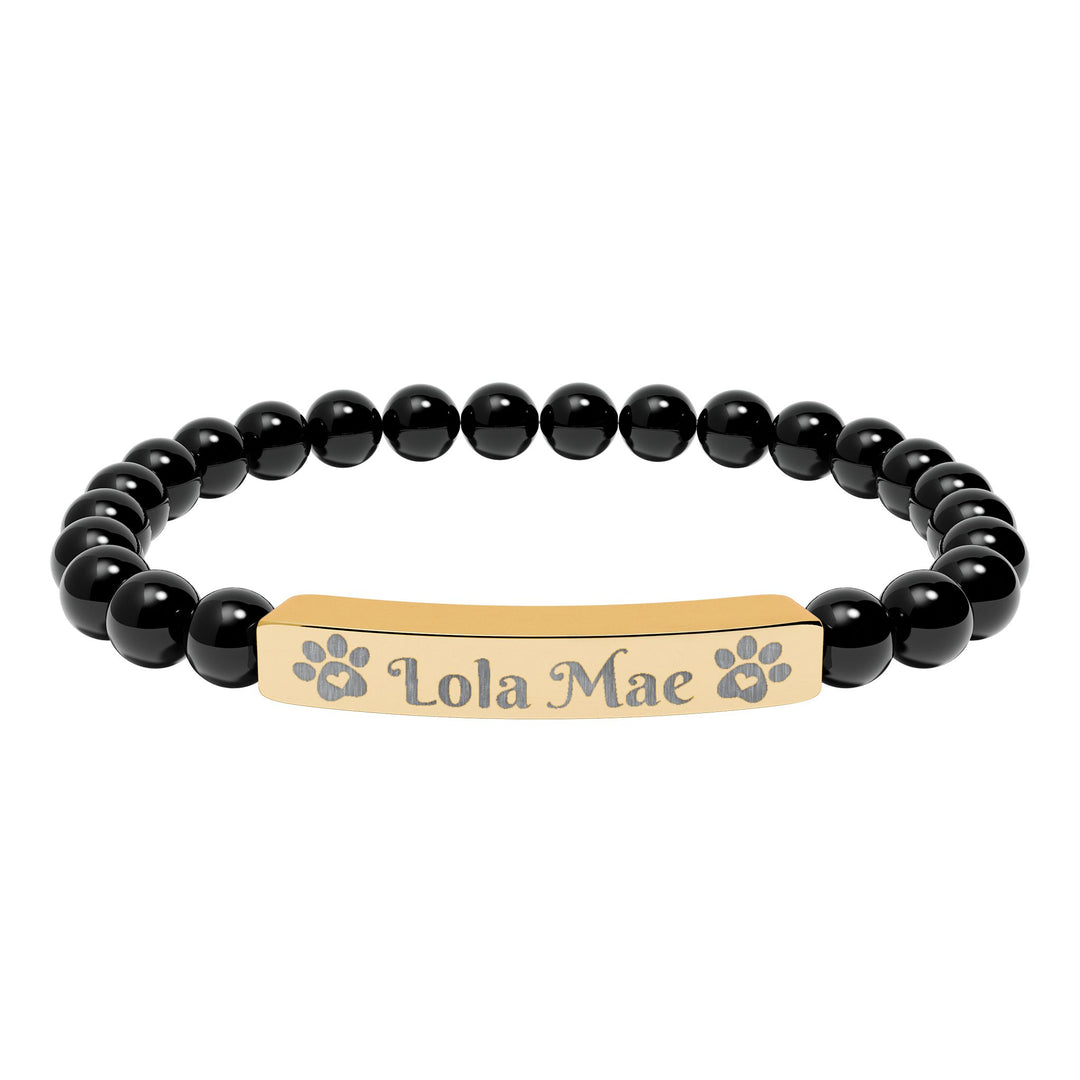 Personalized Natural Stone Bar Bracelet for Pet Lovers
