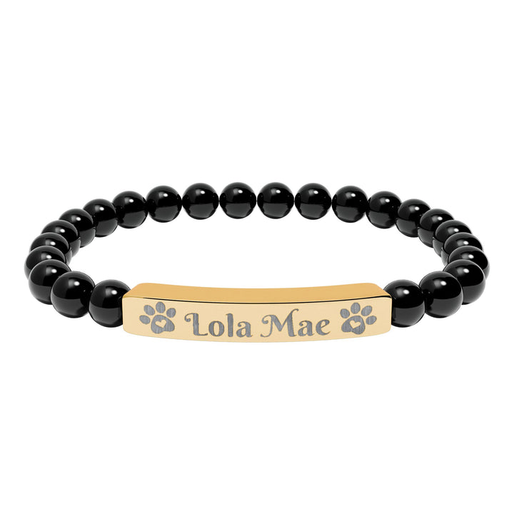 Personalized Natural Stone Bar Bracelet for Pet Lovers