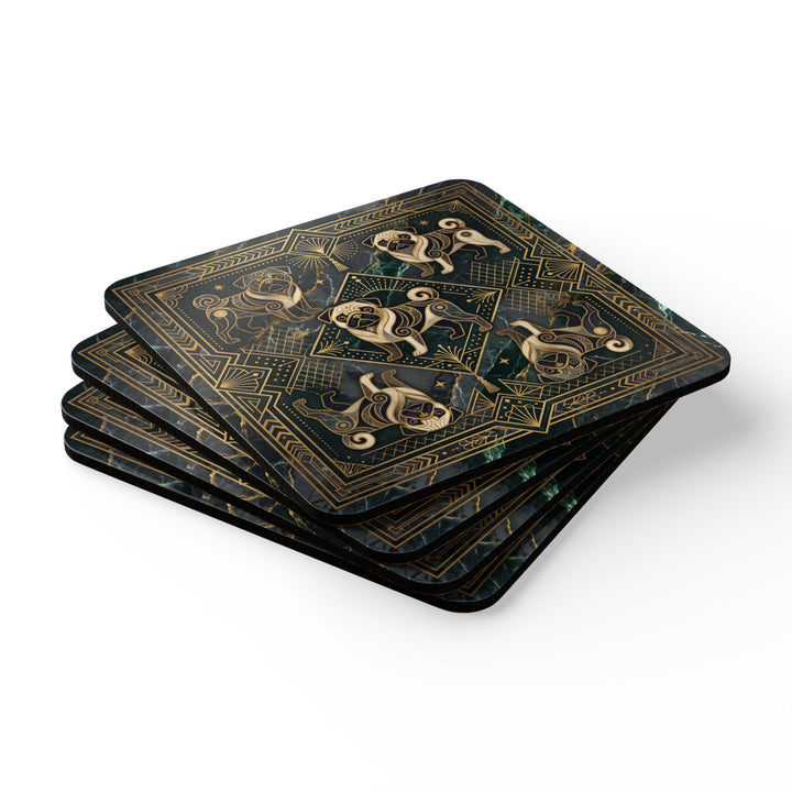 Art Deco Pug Corkwood Coaster