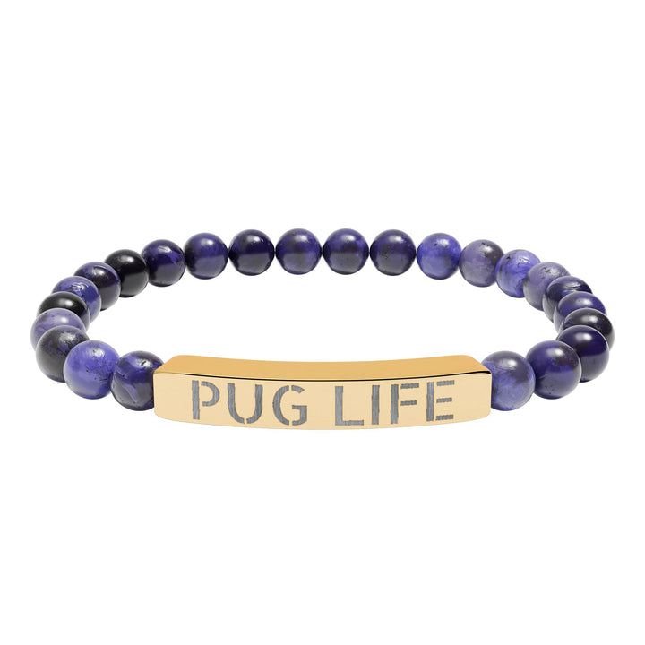 Pug Life Natural Stone Engraved Bracelet