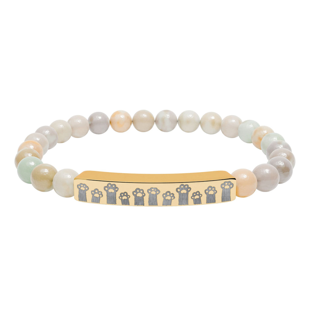 Paw Prints Natural Stone Engraved Bar Bracelet