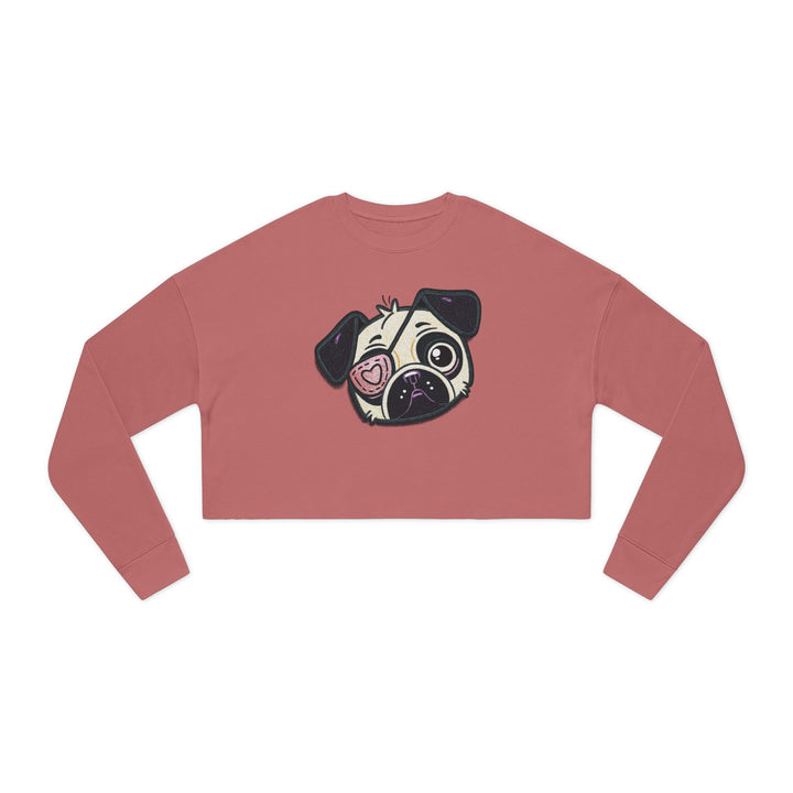 One Eyed Pug Love Patch Cropped Pullover Sweatshirt