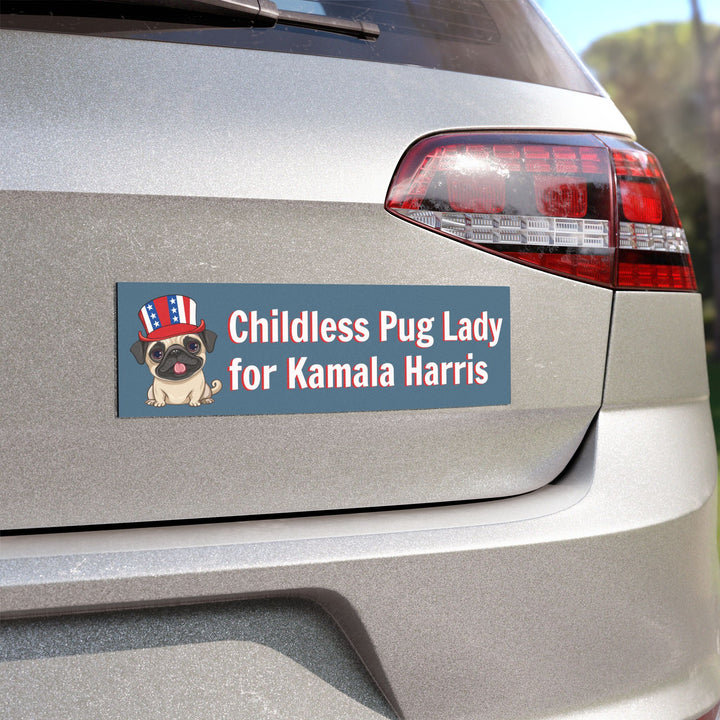 Childless Pug Lady for Kamala Harris Car Magnet