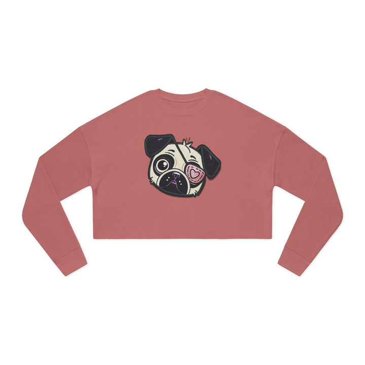 One Eyed Pug Love Patch Cropped Pullover Sweatshirt