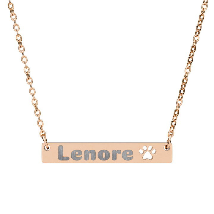 Personalized Cutout Paw Bar Necklace - Custom Engraved Pet Jewelry