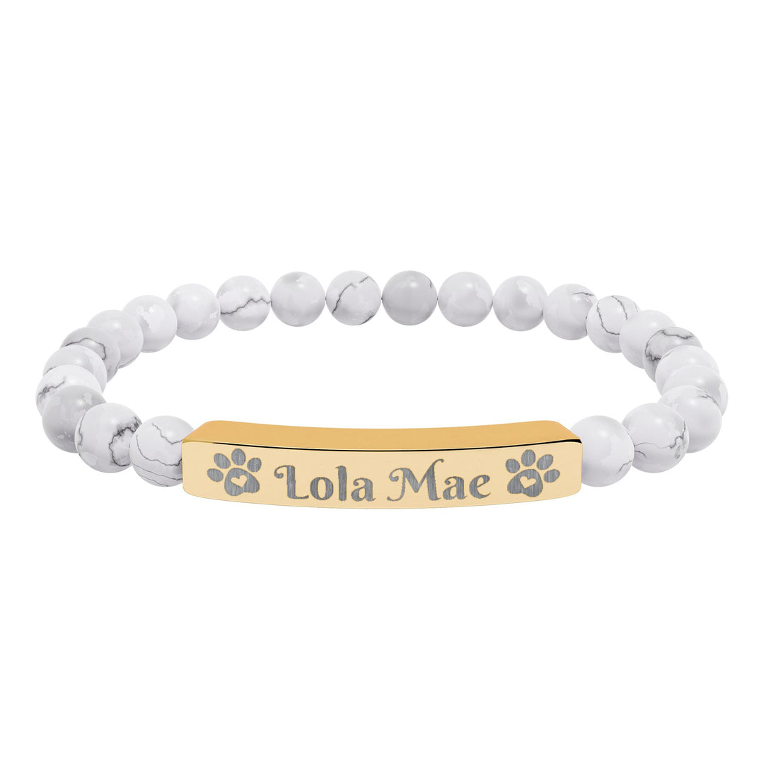 Personalized Natural Stone Bar Bracelet for Pet Lovers