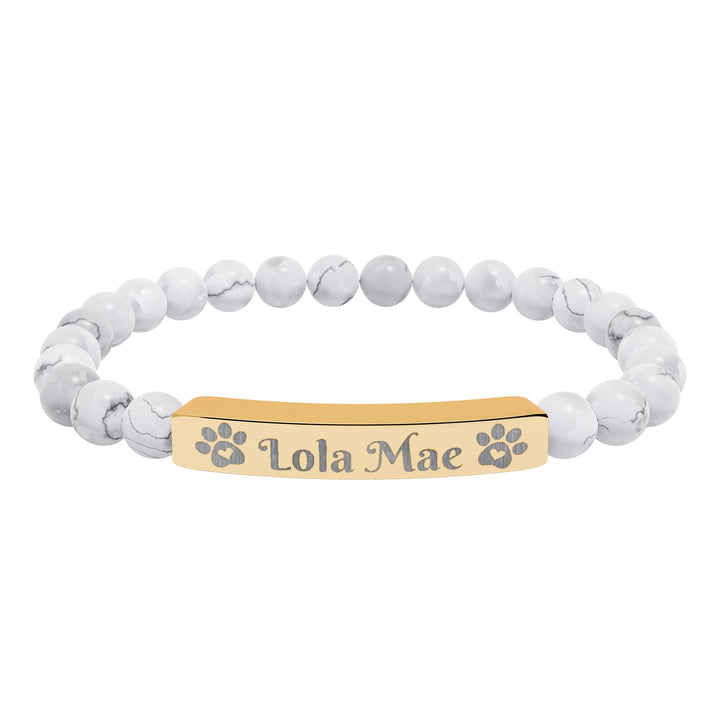 Personalized Natural Stone Bar Bracelet for Pet Lovers