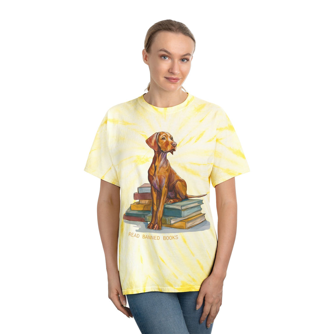 Vizsla Lover's "Read Banned Books" Tie-Die T-Shirt