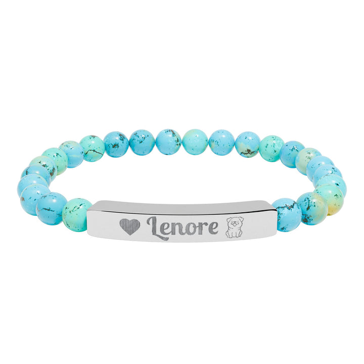 Personalized Natural Stone Bar Pug Bracelet