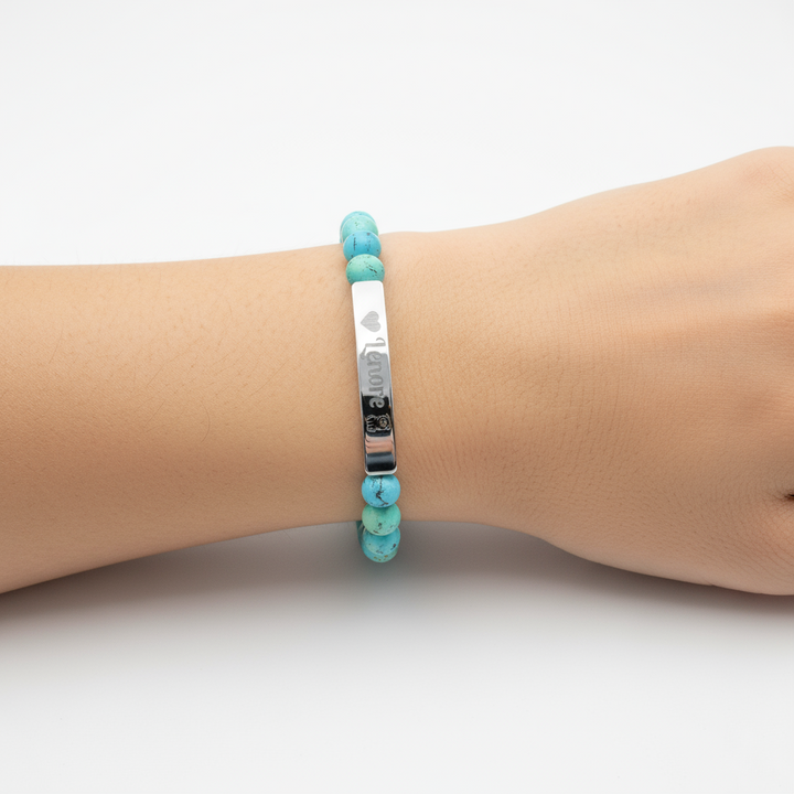 Personalized Natural Stone Bar Pug Bracelet