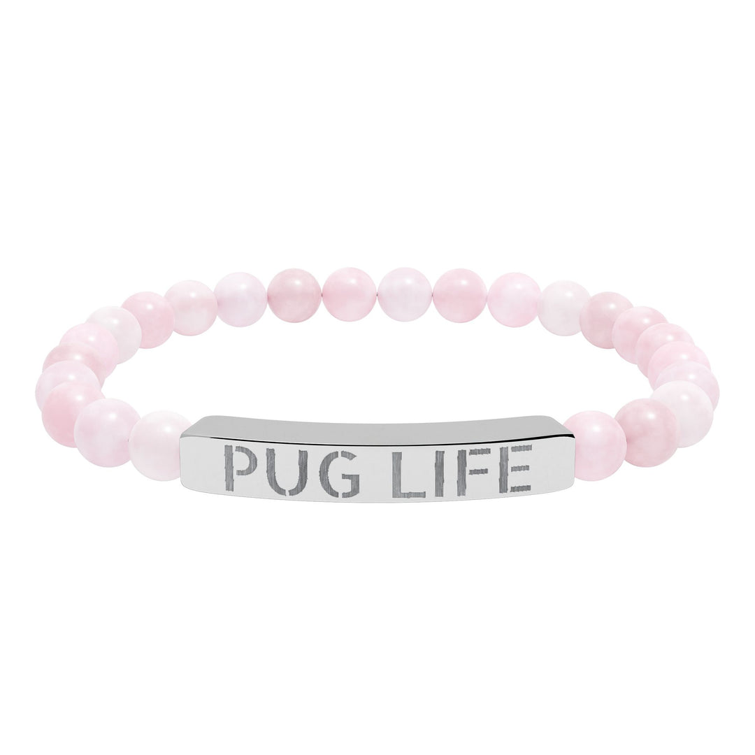 Pug Life Natural Stone Engraved Bracelet