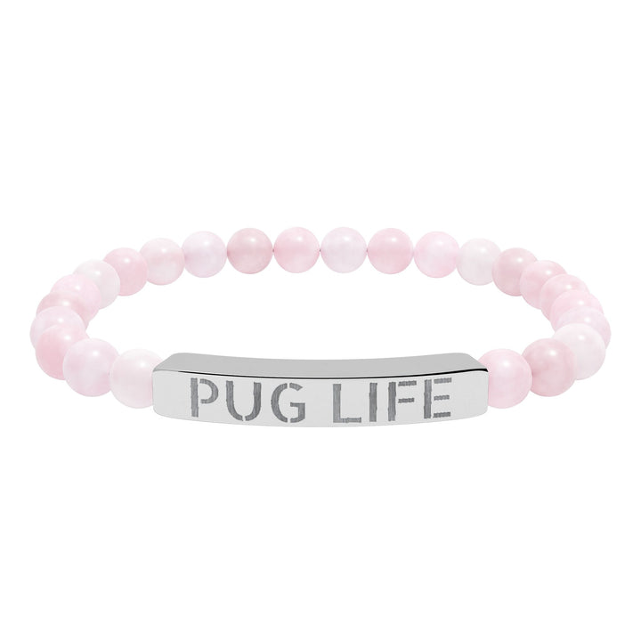 Pug Life Natural Stone Engraved Bracelet