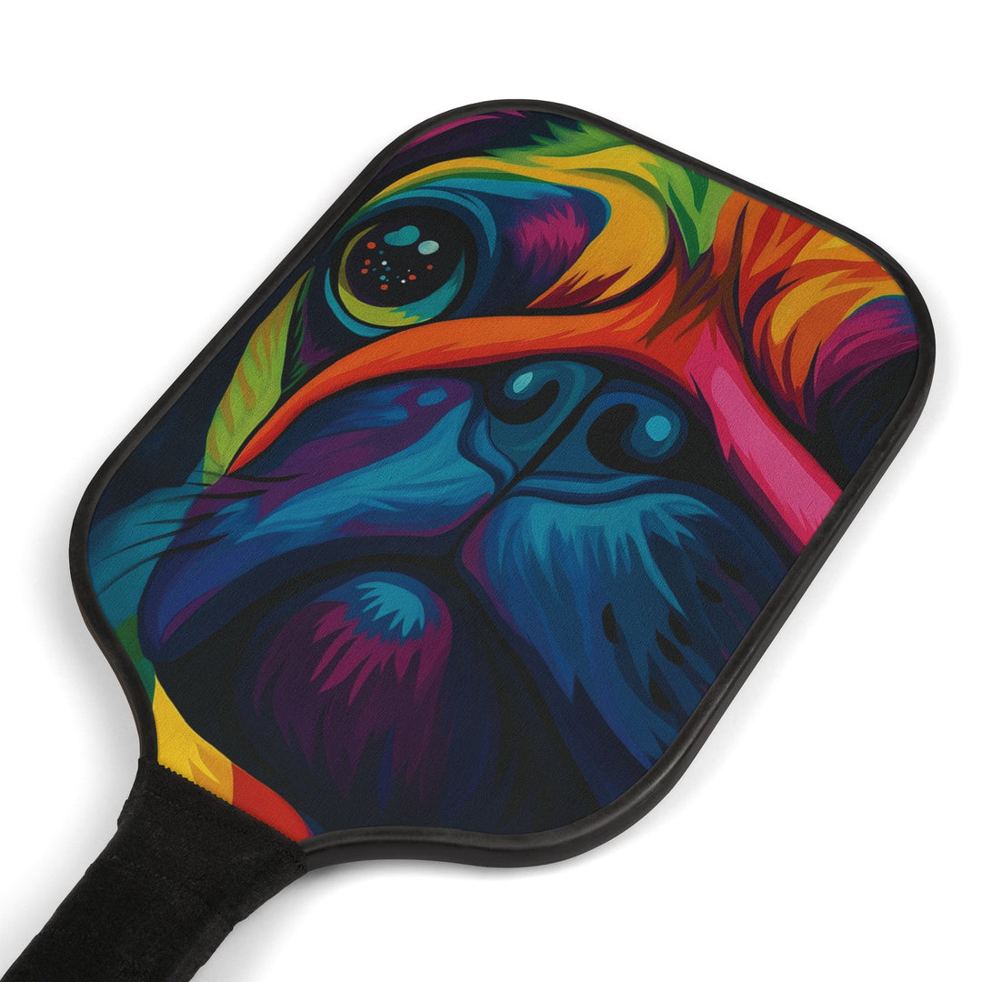 Rainbow Pug Close-Up Pickleball Paddle Set
