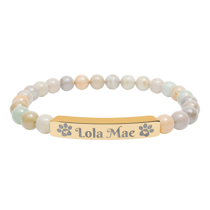 Personalized Natural Stone Bar Bracelet for Pet Lovers