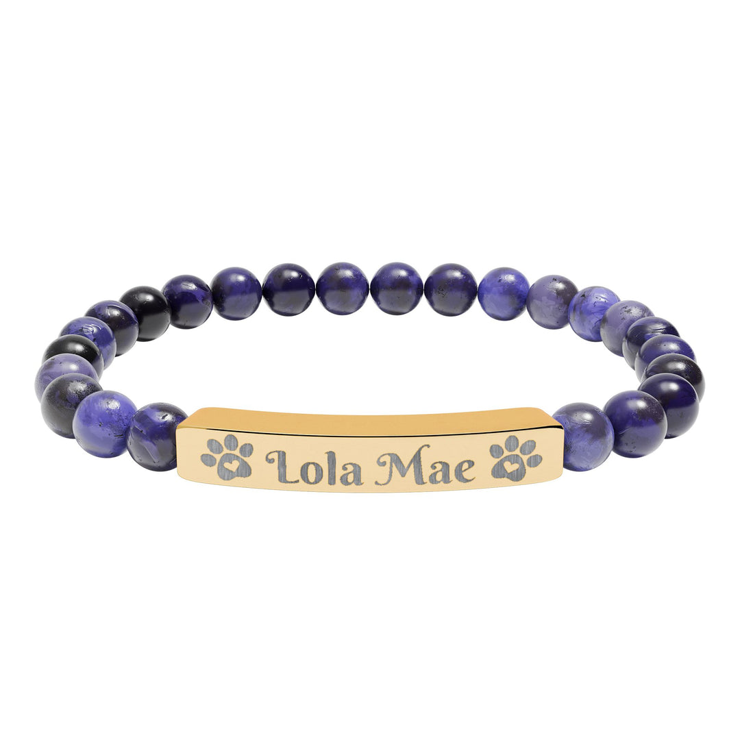 Personalized Natural Stone Bar Bracelet for Pet Lovers