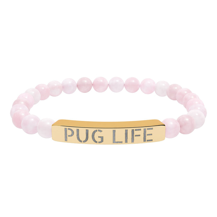 Pug Life Natural Stone Engraved Bracelet