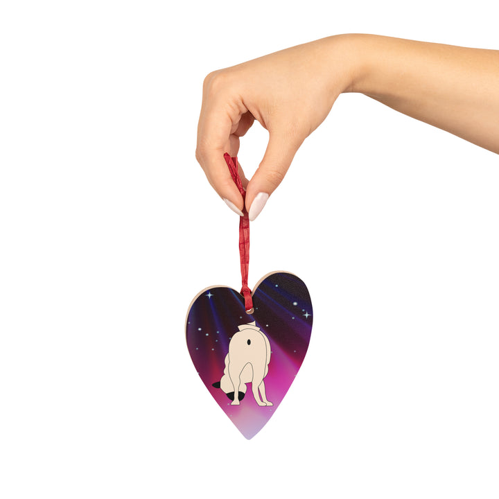 Pug Butt Heart Magnetic Wooden Ornament Pug Life