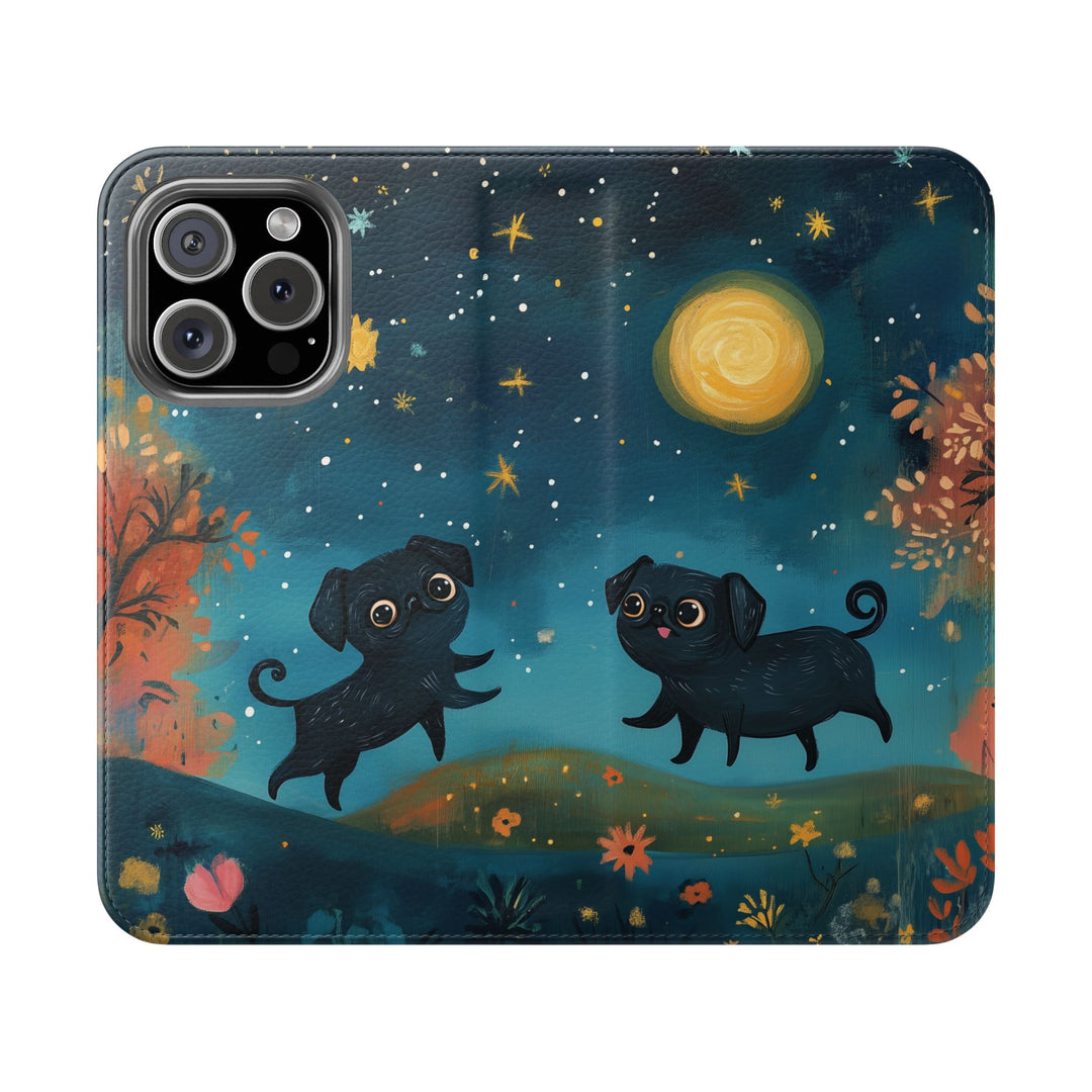 Pugs by Moonlight Flip Phone Cases