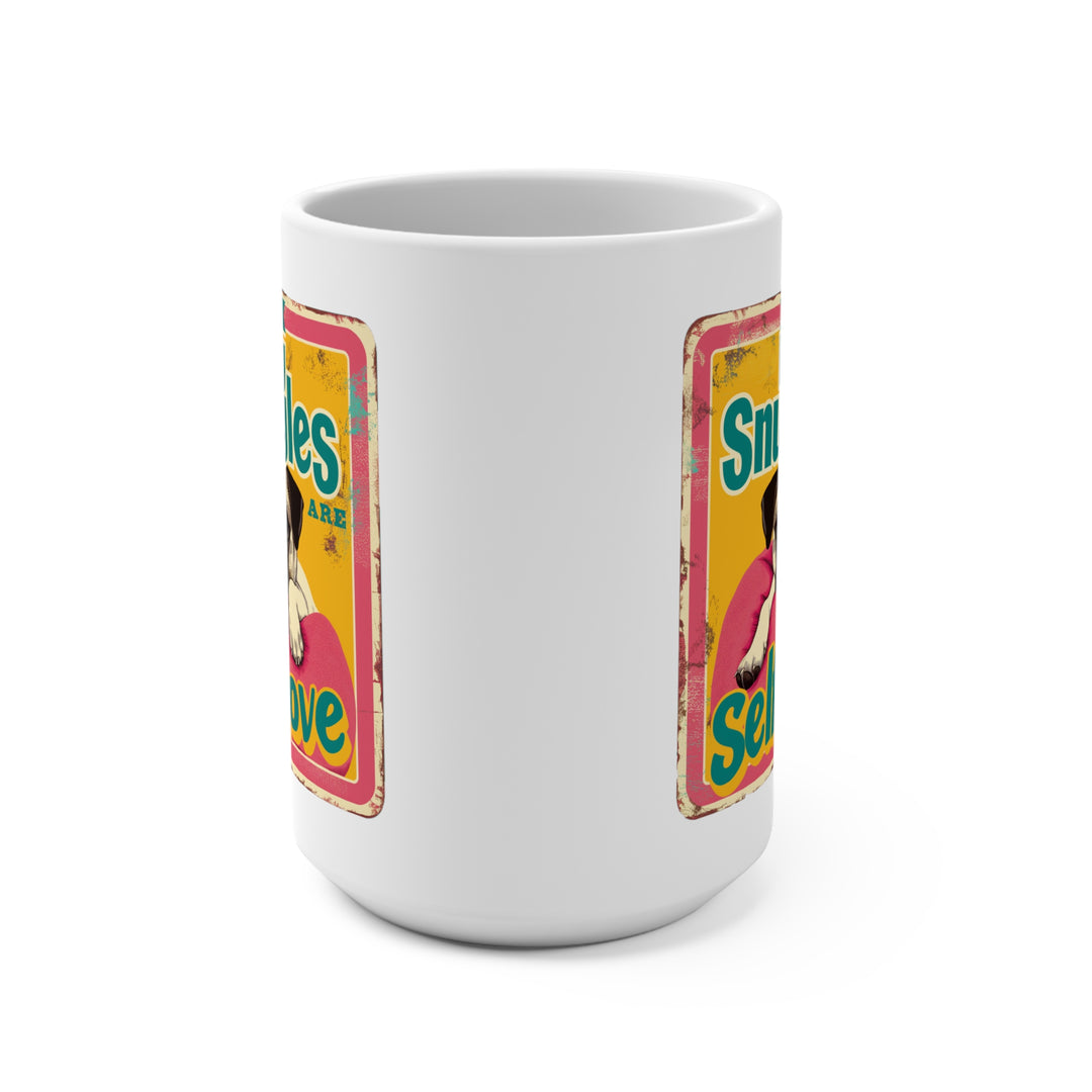 Pug Snuggles are Self Love Large 15oz Mug, Cute Retro Pug