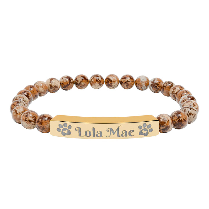 Personalized Natural Stone Bar Bracelet for Pet Lovers