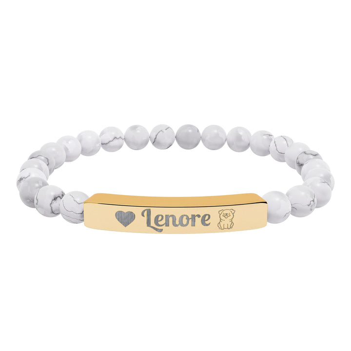Personalized Natural Stone Bar Pug Bracelet