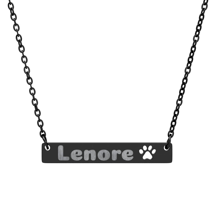 Personalized Cutout Paw Bar Necklace - Custom Engraved Pet Jewelry