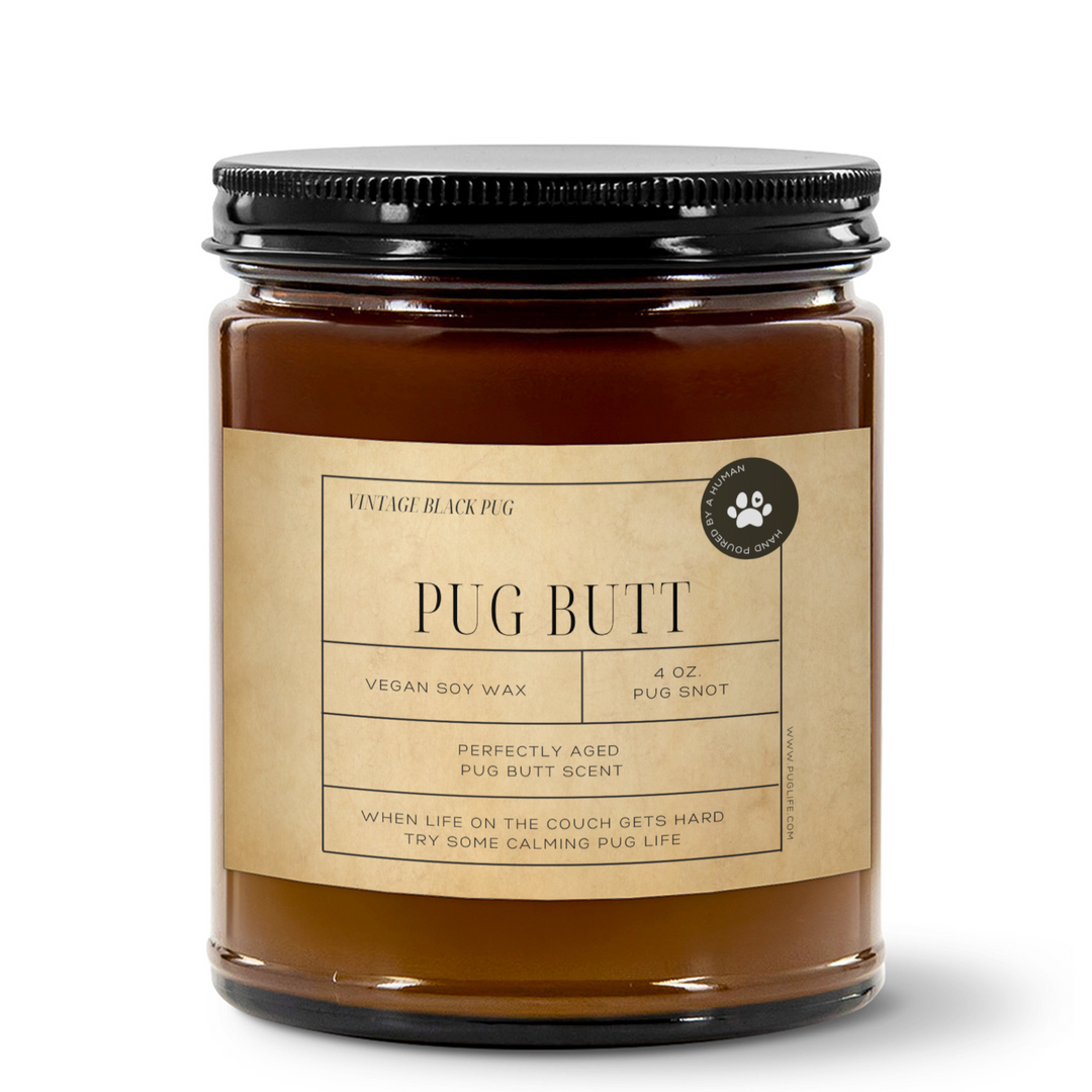 Black Pug Vintage from the Pug Butt Scented Candle Collection | Two Sizes