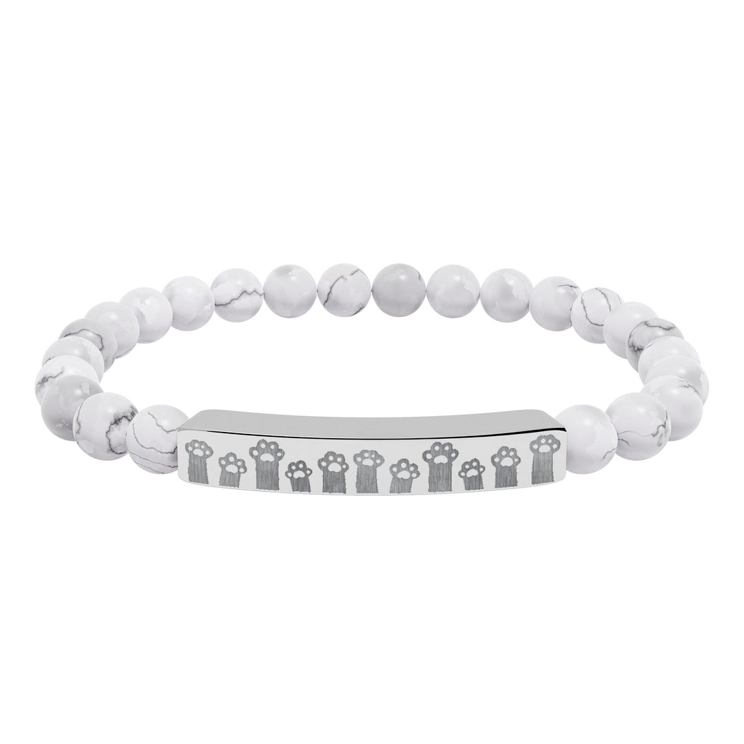 Paw Prints Natural Stone Engraved Bar Bracelet