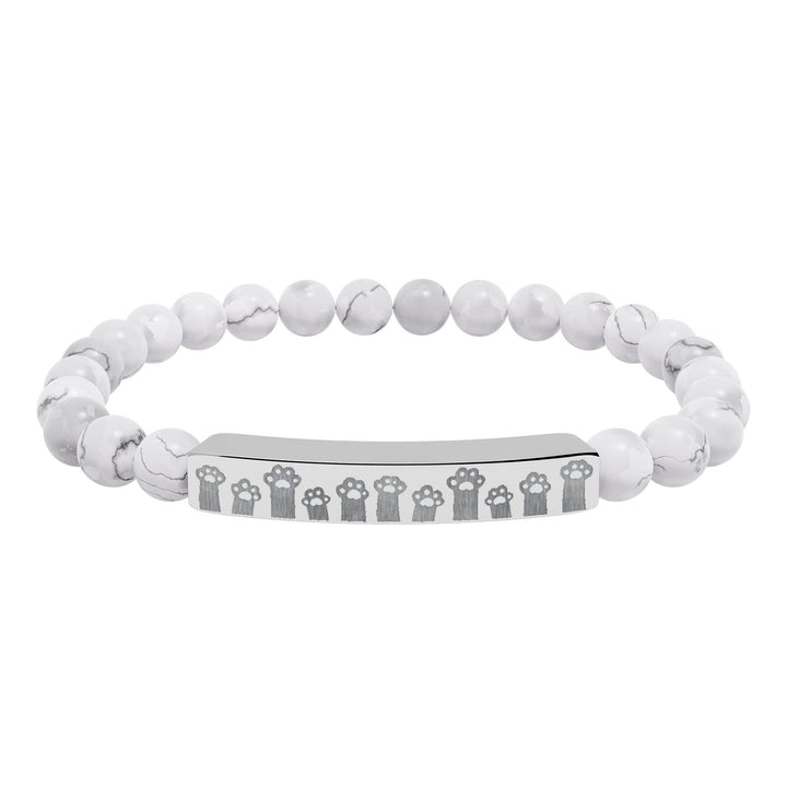 Paw Prints Natural Stone Engraved Bar Bracelet