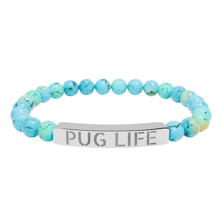Pug Life Natural Stone Engraved Bracelet