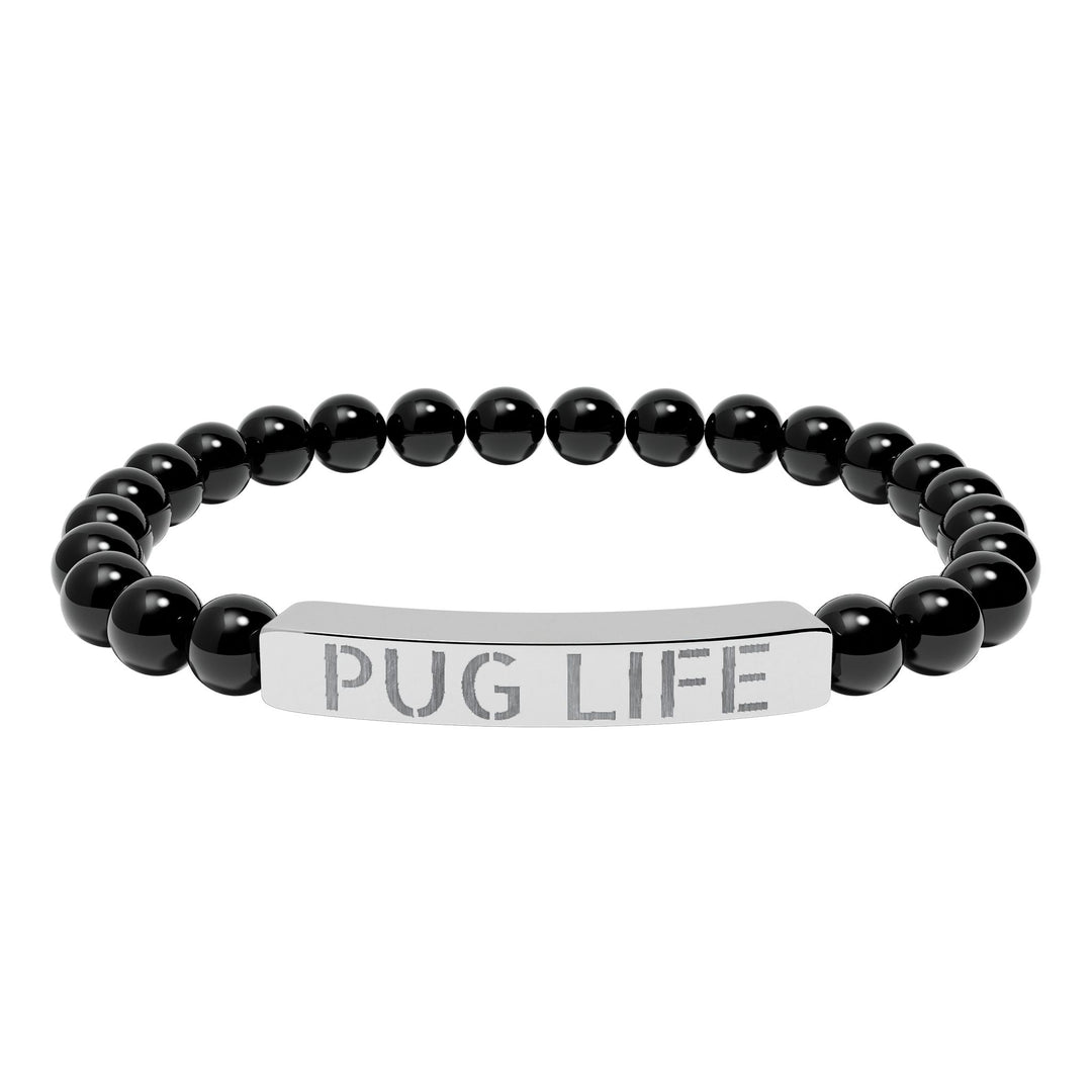 Pug Life Natural Stone Engraved Bracelet
