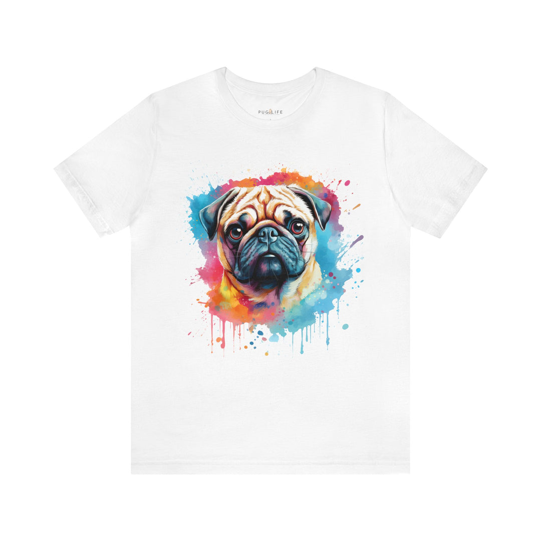 Pug Rainbow Splash Cotton Tee Shirt in Multiple Colors