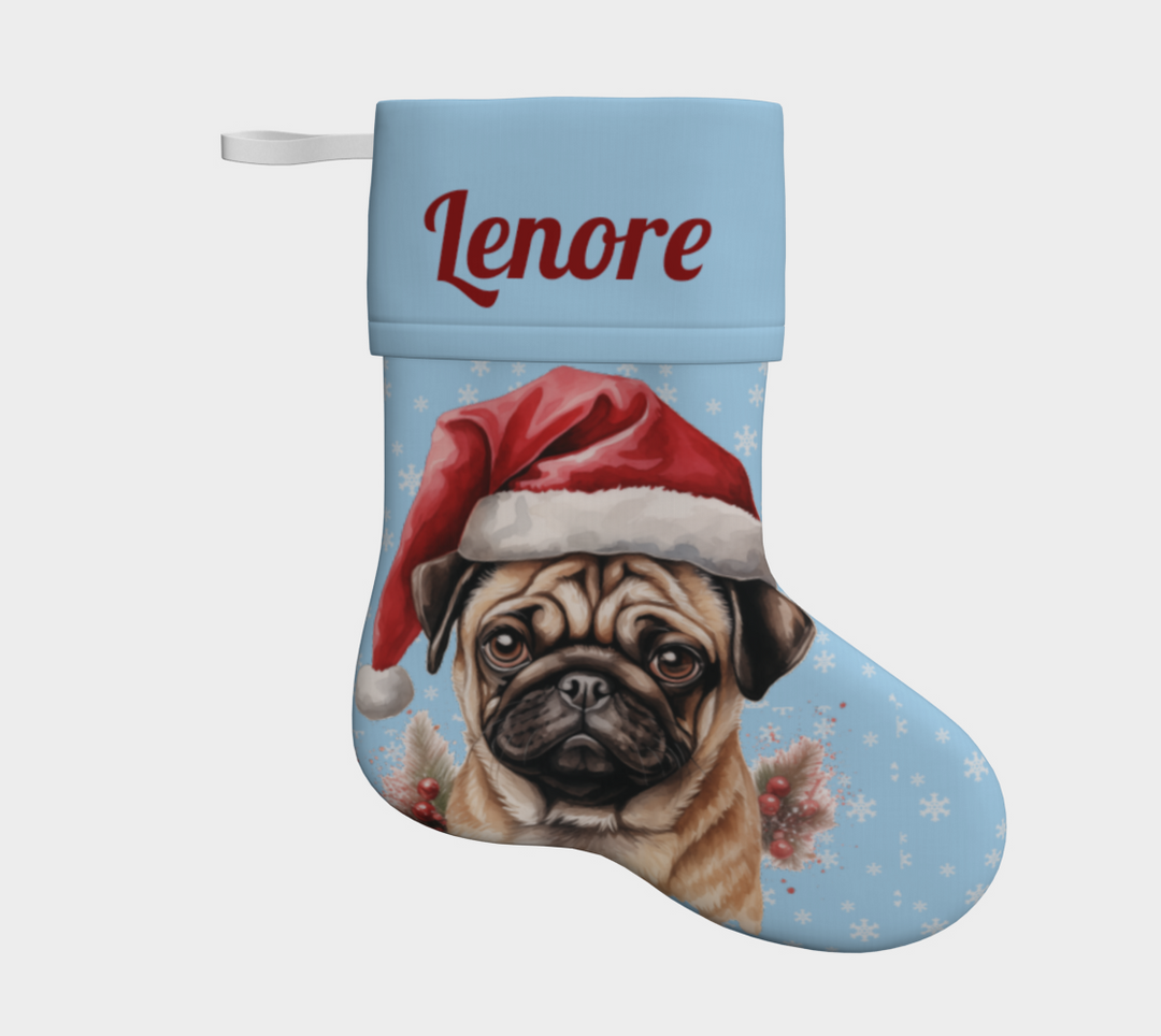 Santa Pug Personalized Stocking (Made in Canada)