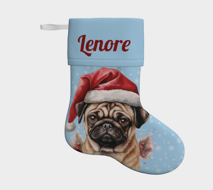 Santa Pug Personalized Stocking (Made in Canada)