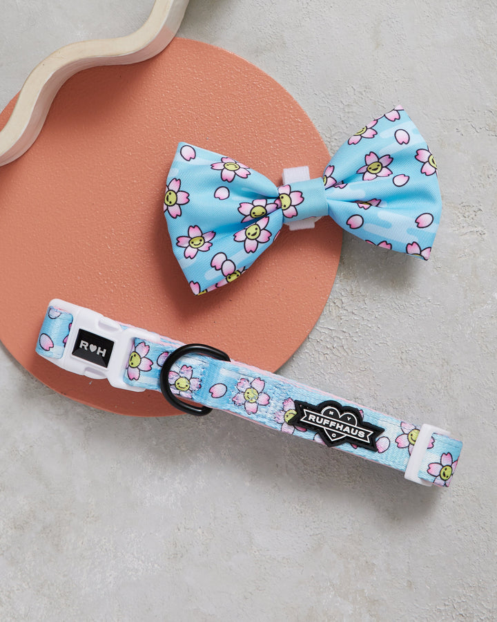 Smiling Sakura Dog Collar &amp; Bowtie