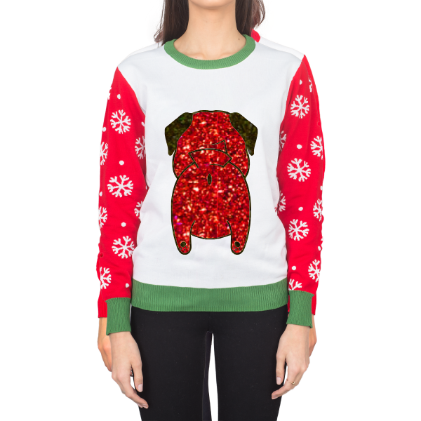 Glitter Pug Butt Ugly Christmas Sweater