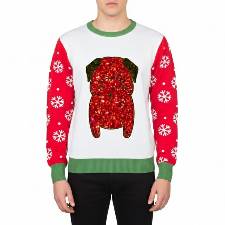Glitter Pug Butt Ugly Christmas Sweater
