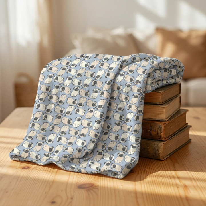 One Eyed Pug Velveteen Blanket