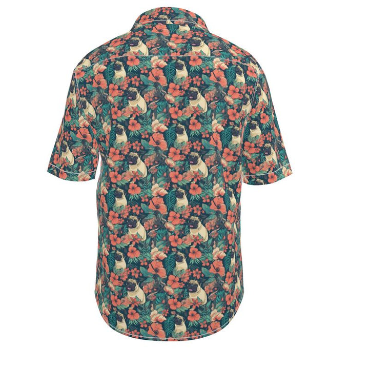 Tropical Flowers Pug Aloha Shirt