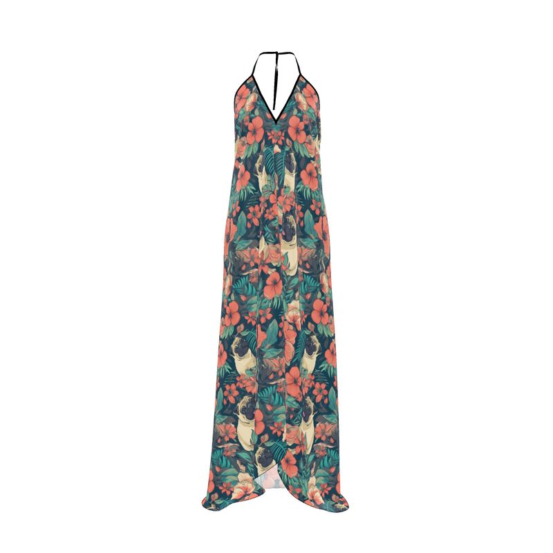 Faded Pug halter backless dress