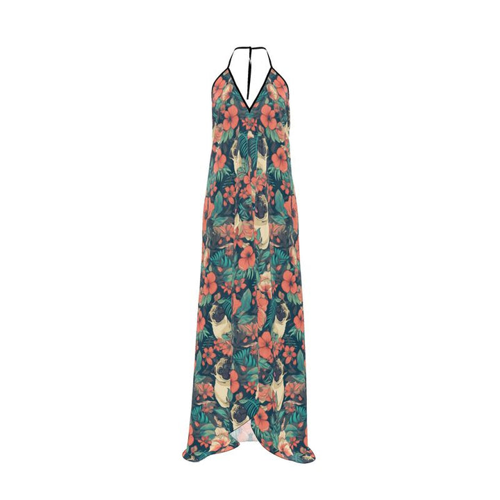 Faded Pug halter backless dress