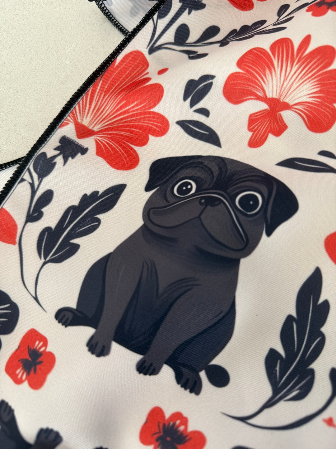 Spring Flowers Black Pug Origami Convertible Tote