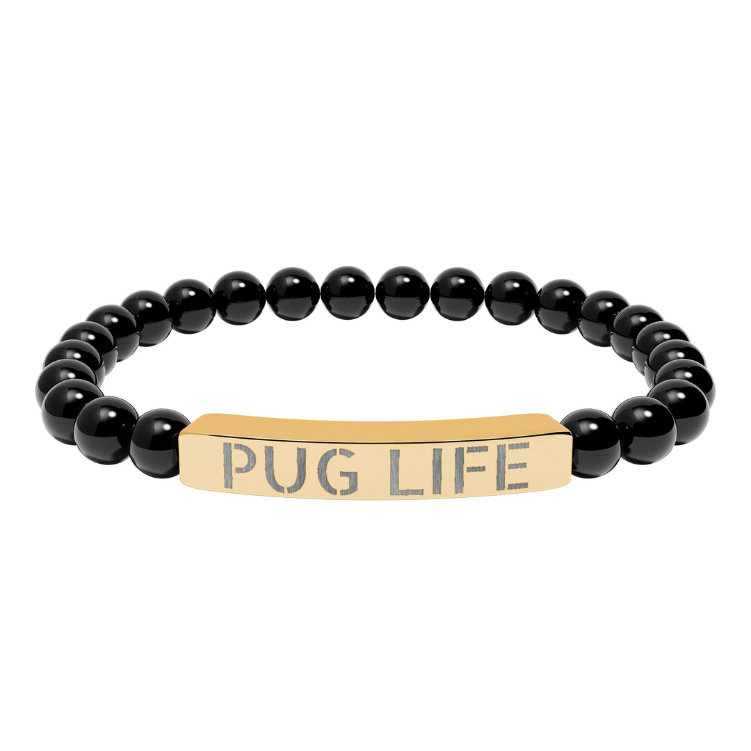 Pug Life Natural Stone Engraved Bracelet